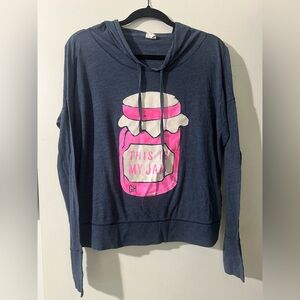 Gilly Hicks Navy Hoodie with Pink Graphic XS, fits like S-M